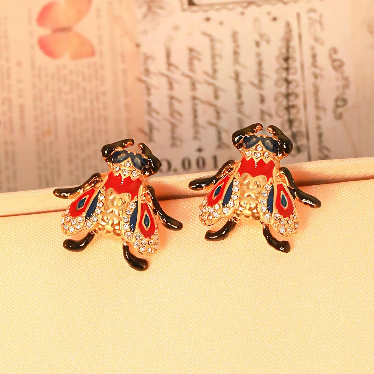 Colorful Insect Enamel Earrings