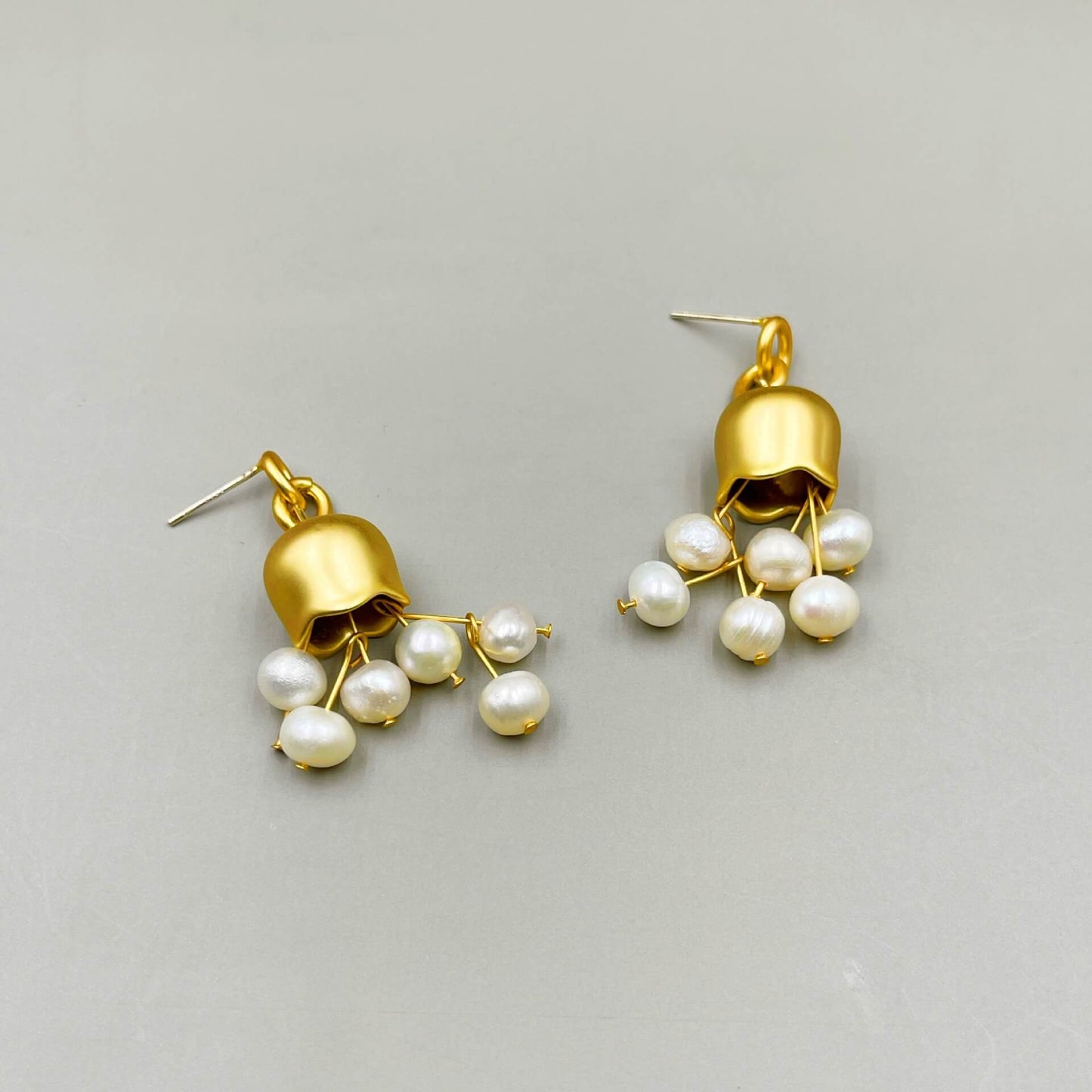 Bell Orchid Pearls Drop Earrings