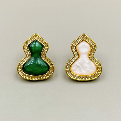 Gourd Stud Earring with Diamonds