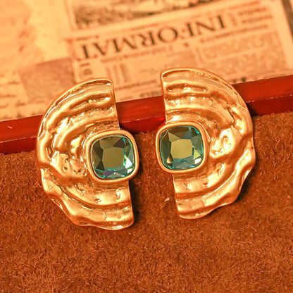 Geometric Blue Diamond Vintage Earrings