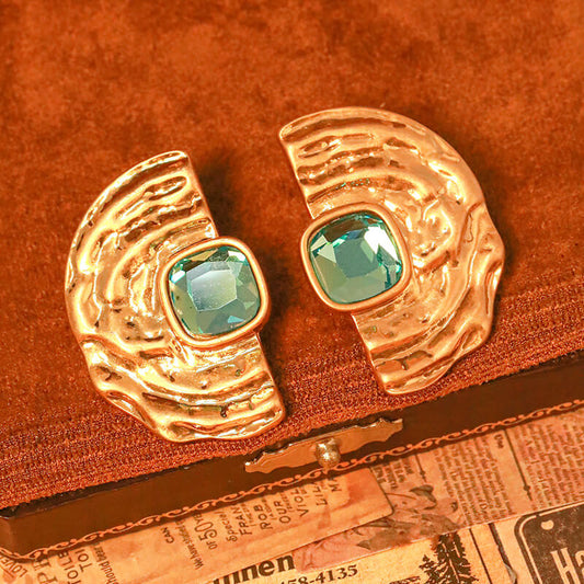 Geometric Blue Diamond Vintage Earrings