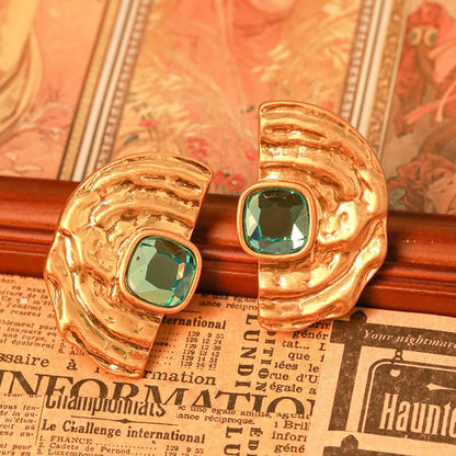 Geometric Blue Diamond Vintage Earrings