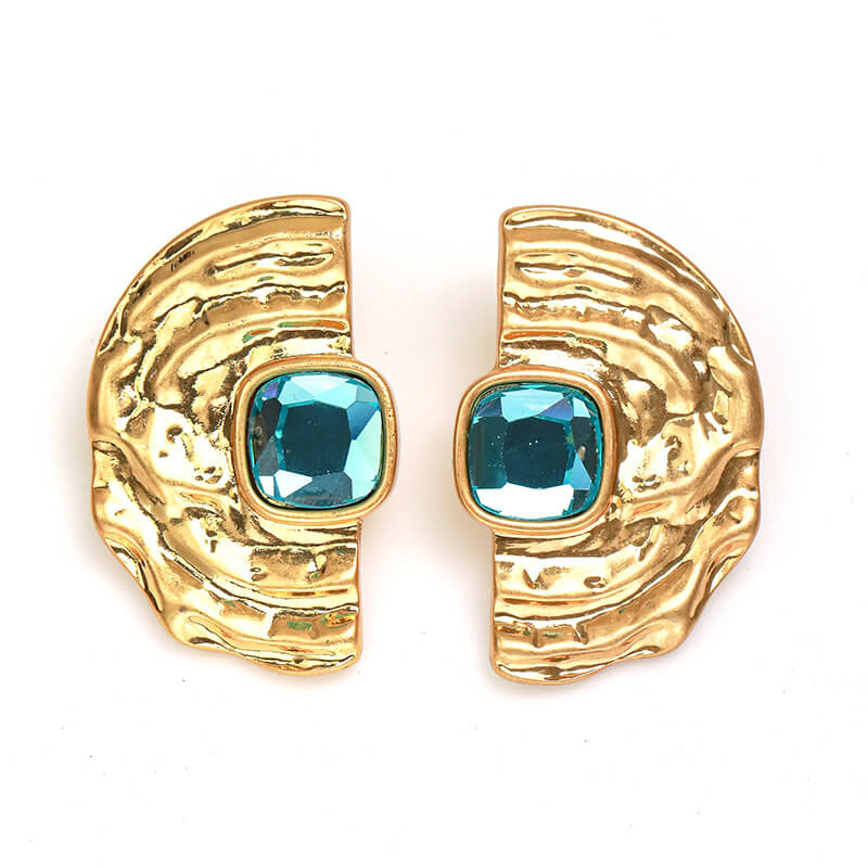 Geometric Blue Diamond Vintage Earrings