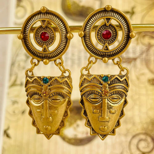 African Mask Earrings Indian tribal pendant earrings