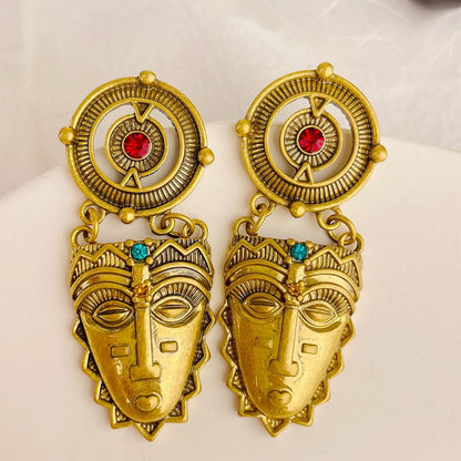 African Mask Earrings Indian tribal pendant earrings