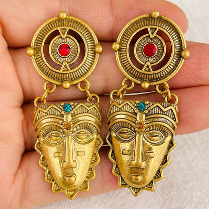 African Mask Earrings Indian tribal pendant earrings